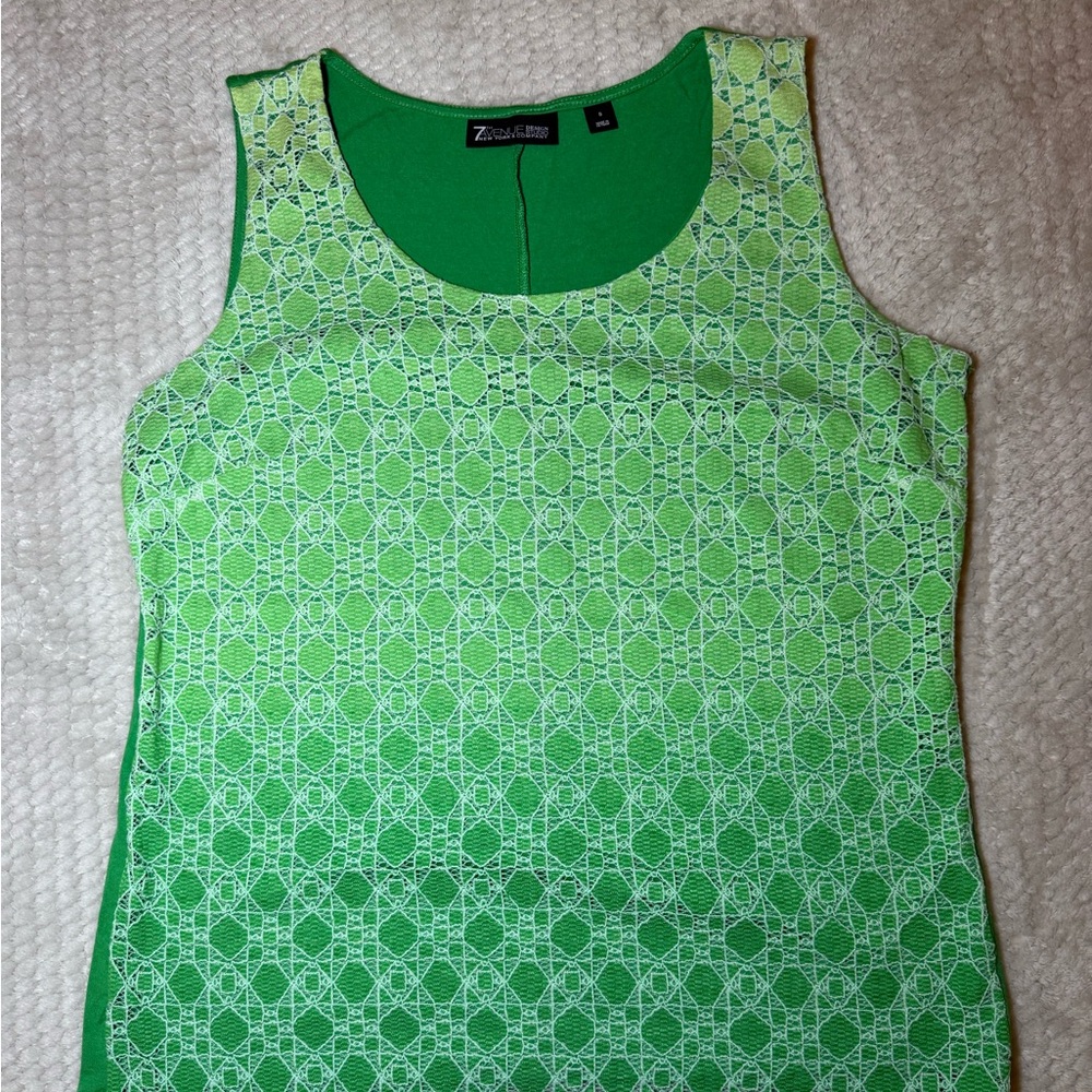 Avenue Green Lace Overlay Tank Top